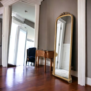 Farmhouse Full Length Floor Mirror, Antique Style Floor Mirror Wall Decor 28x70 İnches, Luxurious Wall Decor Mirror, Gold Leaf Mirrors