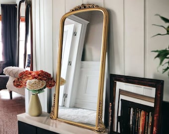 Gold Full Body Mirror Vintage Wall Decor, Frameless Wall Mirror For Farmhouse, Floor Mirror Arch, Full Length Mirror 28x70 Inches Mirrors