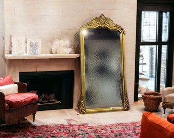 Anthropology Full Length Mirror Vintage Home Decor, Baroque Gold Mirror Farmhouse Decor Antique Mirror, Oversize Mirror for Living Room