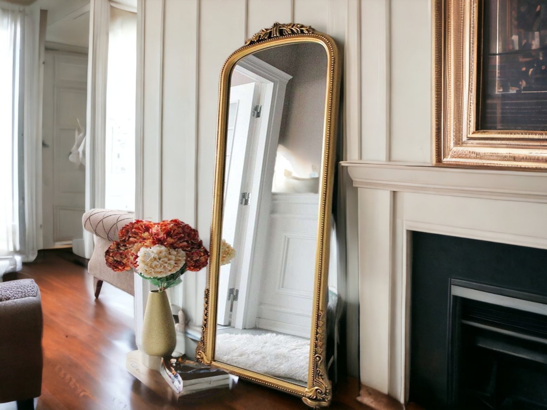 Antique Gold Ornate Full Length Mirror Baroque Inspired Ornate Dresser