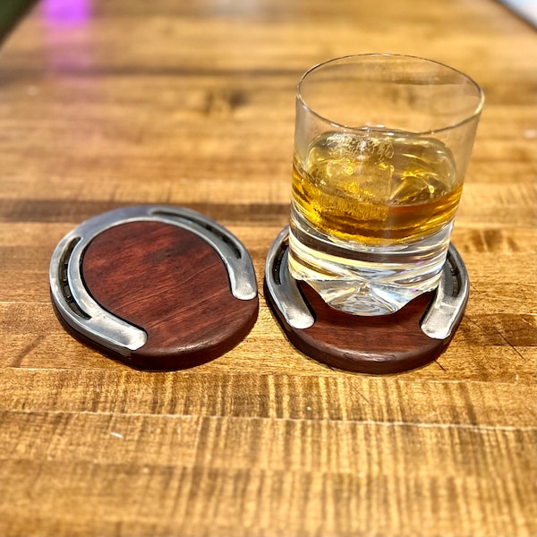 Horseshoe and Walnut Drink Coasters