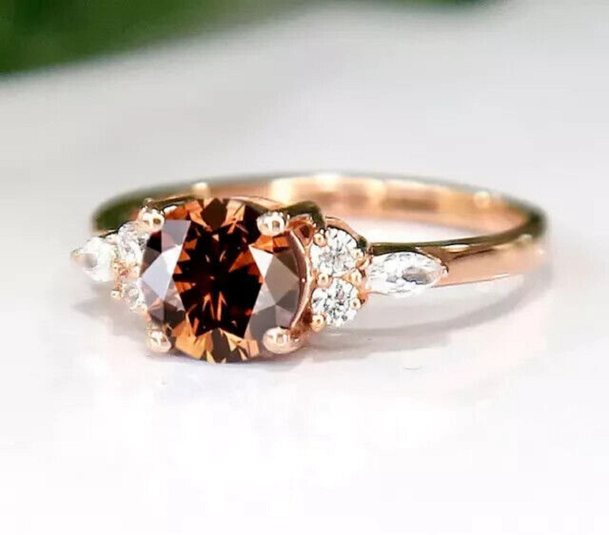 Brown Diamond Ring 14k - Etsy