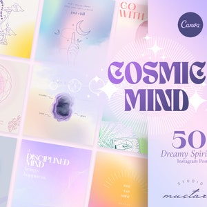 Spiritual Instagram Templates | Witchy Mystical Canva Templates | Tarot, Affirmations, Manifestations, Moon, Mystic, Astrology | Gradient