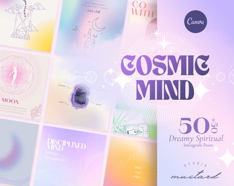 Duchowy i mistyczny szablon na Instagram – Witchy Canva Design Kit dla twórców manifestacji i tarota