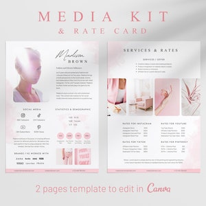 Influencer Media Kit Template: Pink Rate Card (Canva)