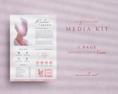 1 Page Media Kit Canva Template | Instagram, Influencer, Blogger, TikTok, YouTube Media Kit & Rate Card Template | Social Media Kit | Pink