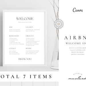 Airbnb Welcome Sign: House Rules, WIFI, Editable Template (Digital Download)