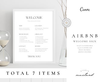 Airbnb Welcome Sign: House Rules, WIFI, Editable Template (Digital Download)