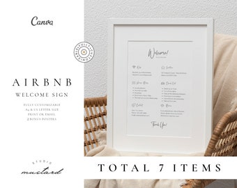 Airbnb Welcome Sign: House Rules, WiFi, Emergency Info (Digital Download)