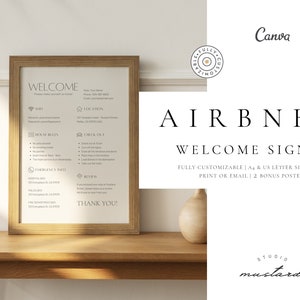 Airbnb Welcome Sign: House Rules, WiFi, Editable Template (Digital Download)