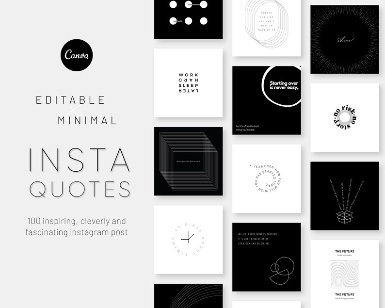 100 Instagram Quote Templates Canva Pack Instagram Quotes Etsy