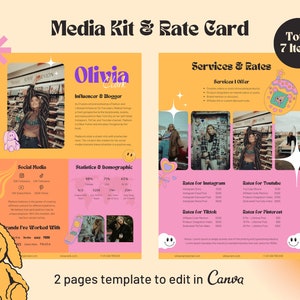Retro Media Kit Canva Template: Influencer Rate Card (2 Page)