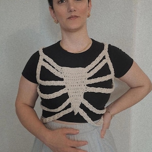 Crochet Skeleton Corset,Halloween Knit Top,Crochet Skeleton Top,Grunge Fairycore Goth Top,Skeleton Top