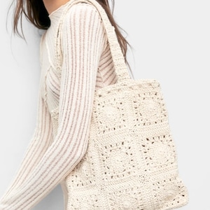 Handmade Cotton Crochet Granny Square Shoulder Bag