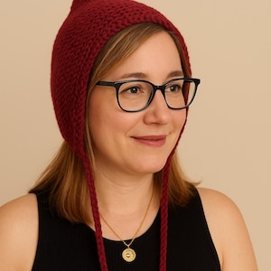 Hand-Knitted Wool Pixie Bonnet, Pointed Beannie