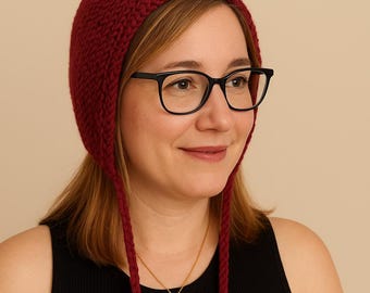 Hand-Knitted Wool Pixie Bonnet, Pointed Beannie