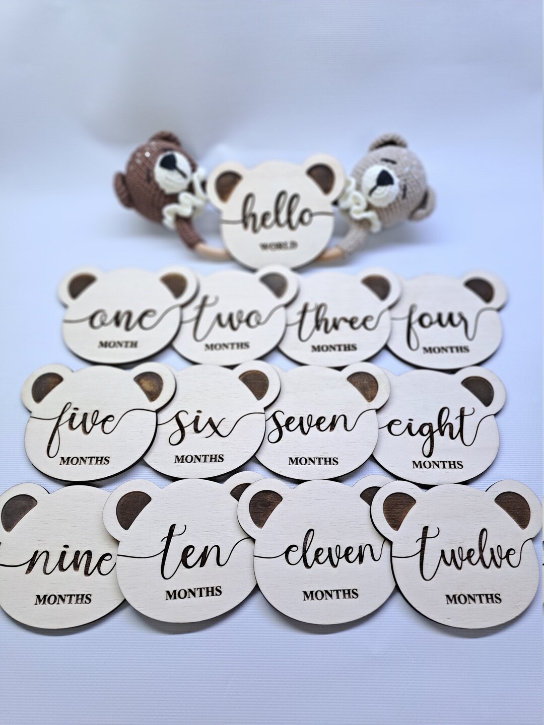 Teddy Bear Wooden Baby Milestone Discs, Baby Shower Gift - Etsy