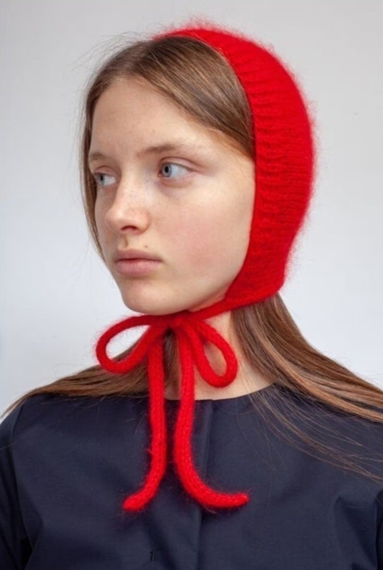 Red Wool Bonnet - Etsy