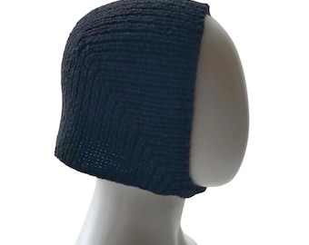 Knitted Tie Bonnet for adults,Winter Bonnet,Adult Bonnet,HandKnit Adult Bonnet,Black Bonnet
