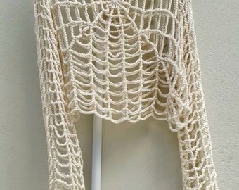 Handknit Crochet Spiderweb Crop Top - Halloween Costume