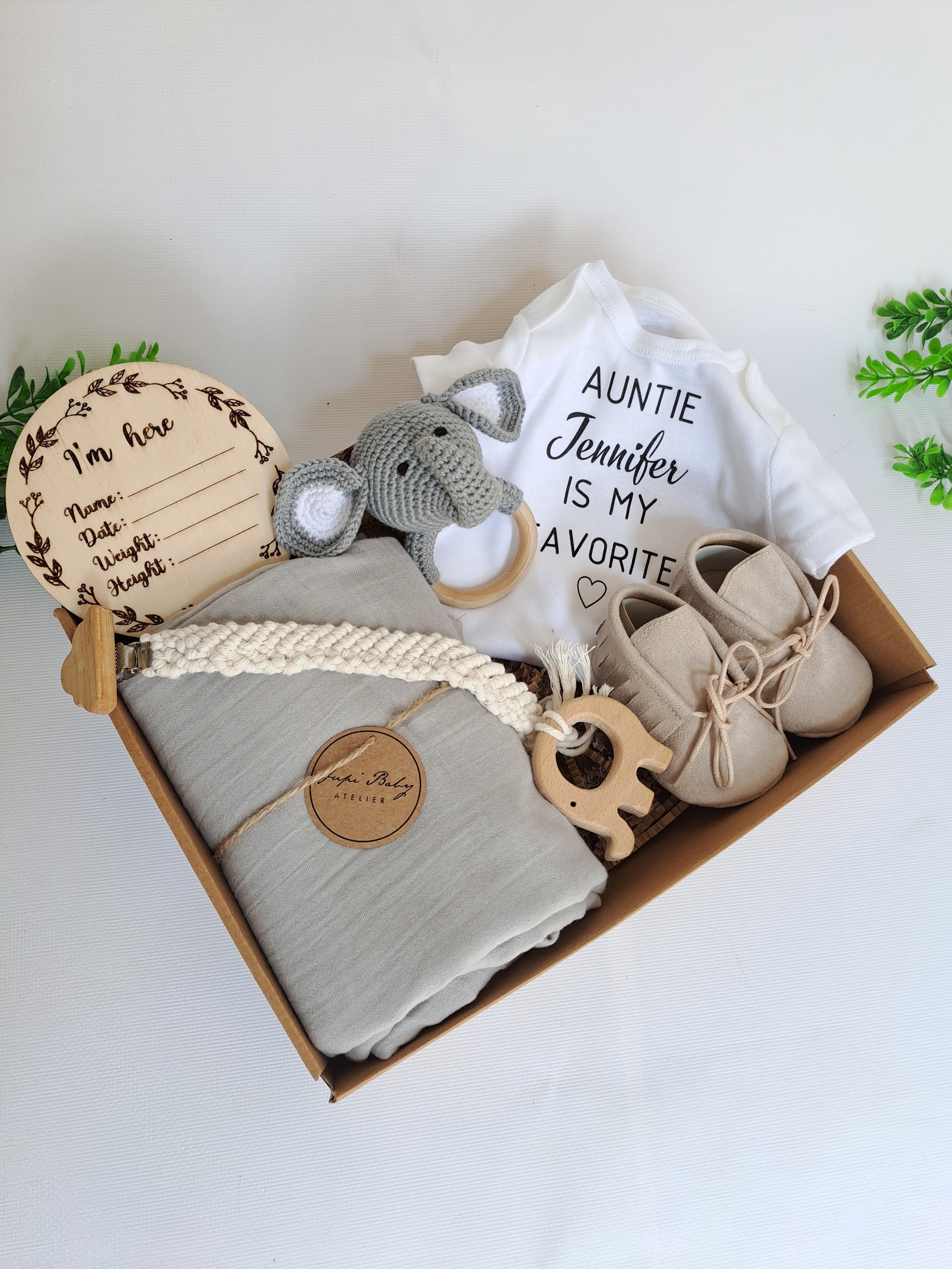Personalized Aunt Baby Gift Custom Baby Gift Set Baby Shower Etsy