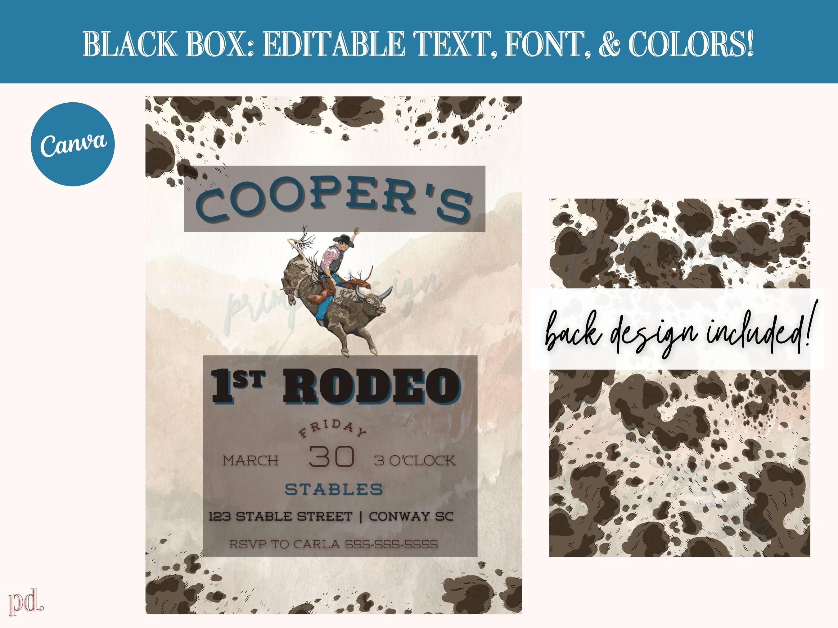 Writing Template Rodeo Editable 1st Rodeo Birthday Invitation - Western Rodeo Digital Party ...
