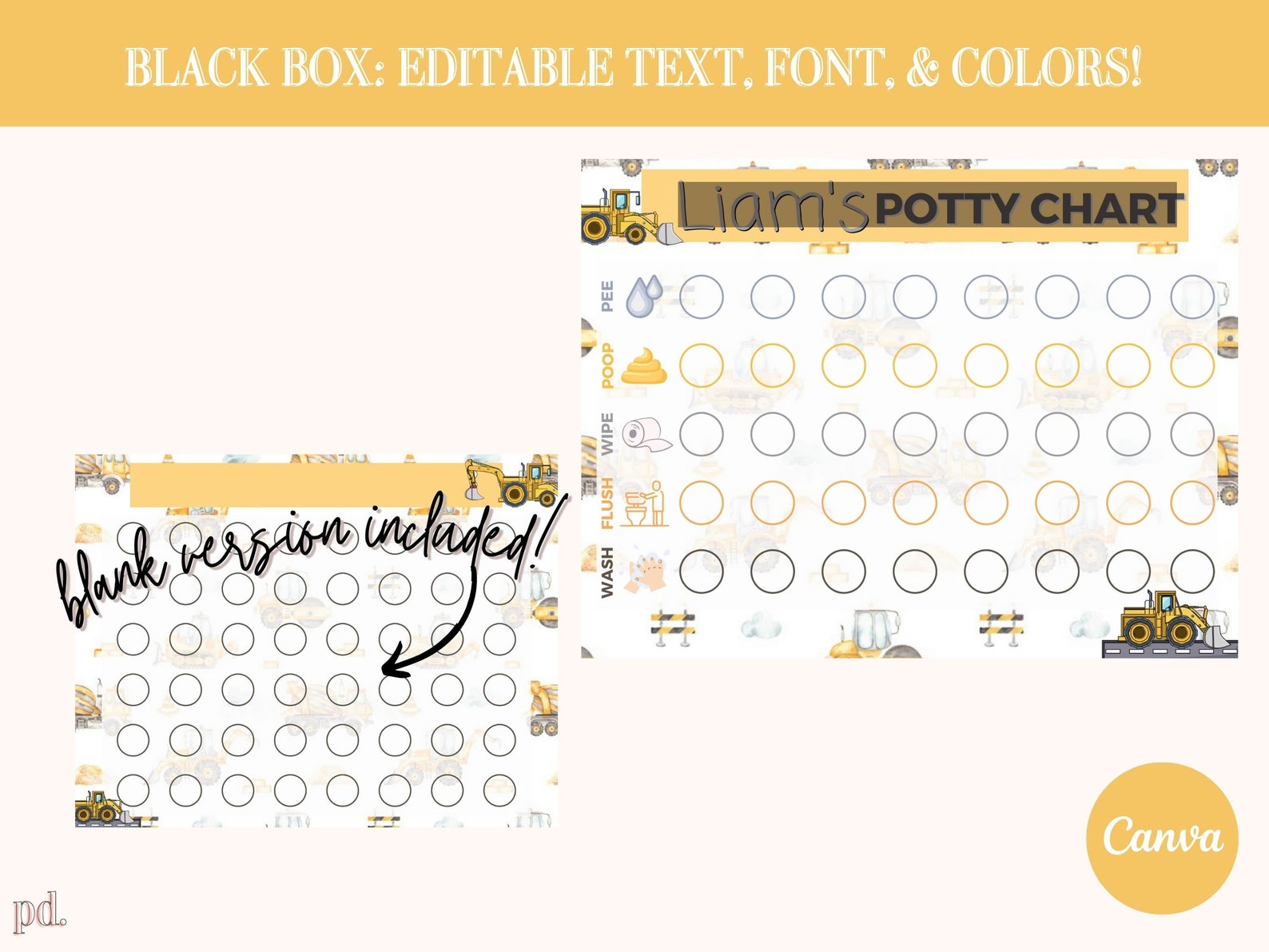 Editable Dump Truck Potty Training Chart | Custom Sticker Chart | Potty ...