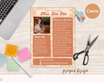 Meet the Teacher Editable Template, Boho Garden Back to School Welcome Letter, First Day of School Teacher Note, School First Day Template