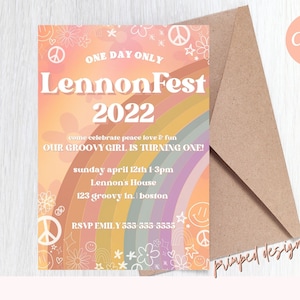 Editable Groovy Fest Invitation - Boho Hippy Festival Birthday Digital Party Invitation Template - Printable Editable Instant Download