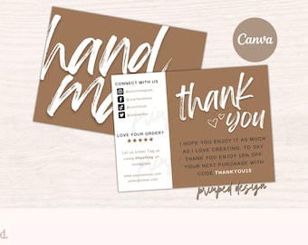 Business Thank You Card Template | Editable Small Shop Thank You Package Card | Small Business Package Insert Card Design | Editable Card