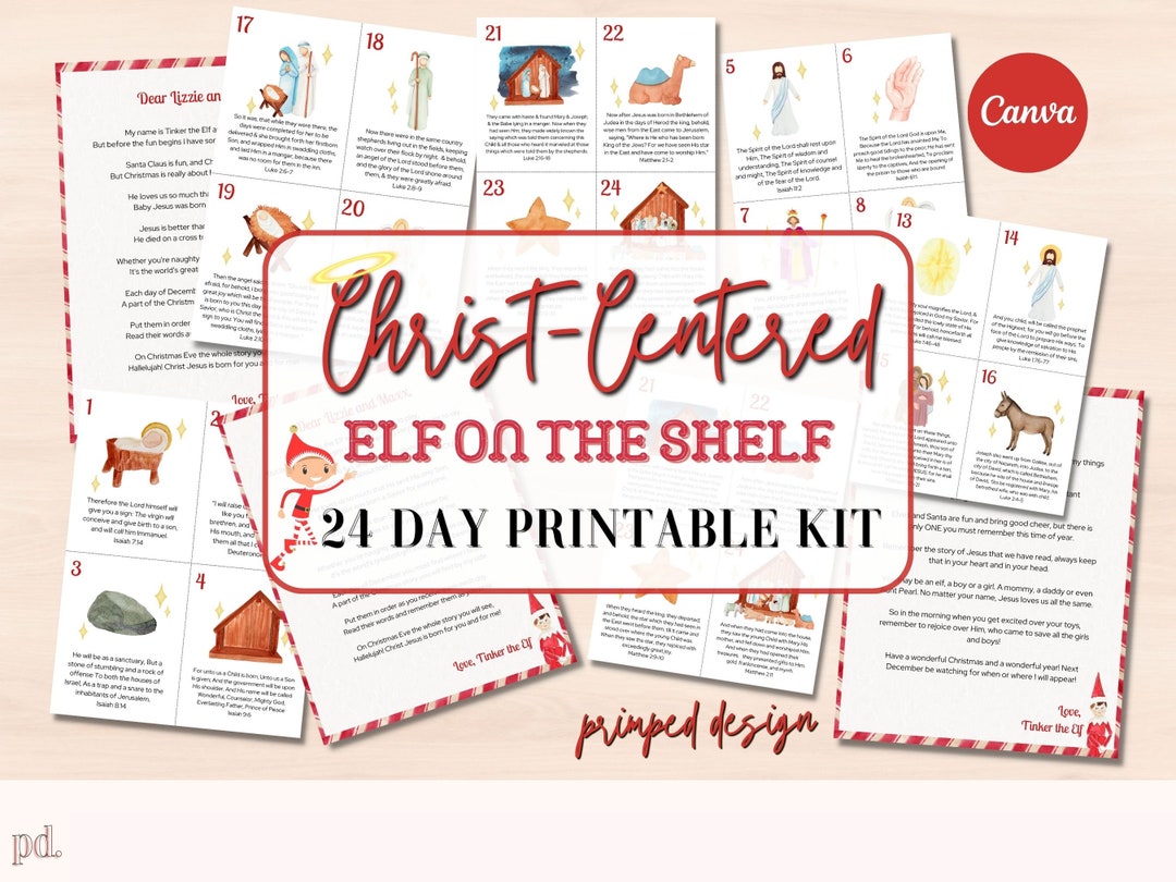 Christian Elf 24 Day Kit, Elf Printable Kit, Kids Nativity Advent