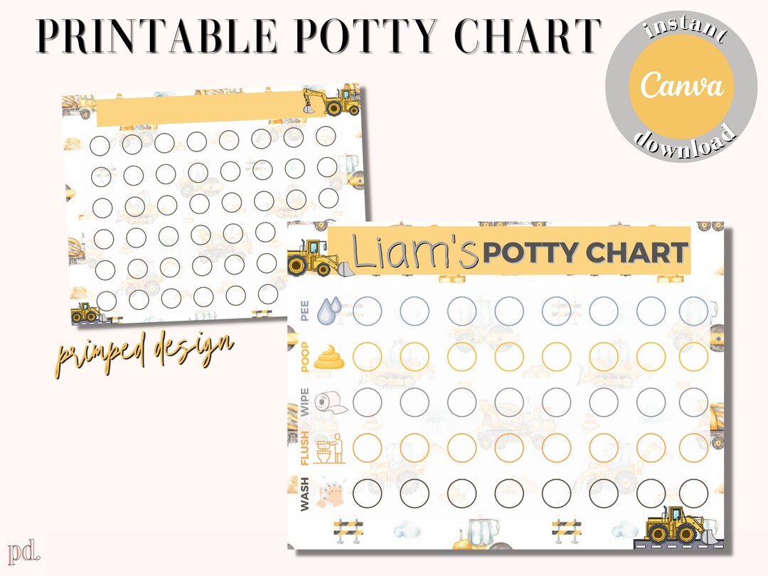 Editable Dump Truck Potty Training Chart | Custom Sticker Chart | Potty ...