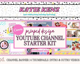 Retro YouTube Channel Starter Kit - Editable Canva Templates - YouTube Branding Kit - Cover Art Banner, Intro, Outro, Thumbnail Template