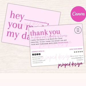 Business Thank You Card Template | Editable Thank You for Shopping Small Card | Small Business Package Insert Card Design | Editable Card
