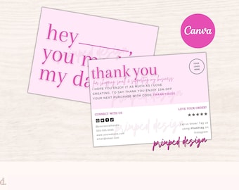 Business Thank You Card Template | Editable Thank You for Shopping Small Card | Small Business Package Insert Card Design | Editable Card