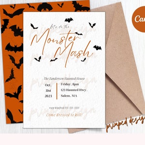 Editable Monster Mash Party Invitation, Halloween Digital Party Invitation Template, Spooky Printable Editable Digital Instant Download