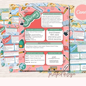 12 Month Newsletter Template, Editable School Newsletter, Monthly Classroom Newsletter, Year Classroom Newsletter, Newsletter Printable Note