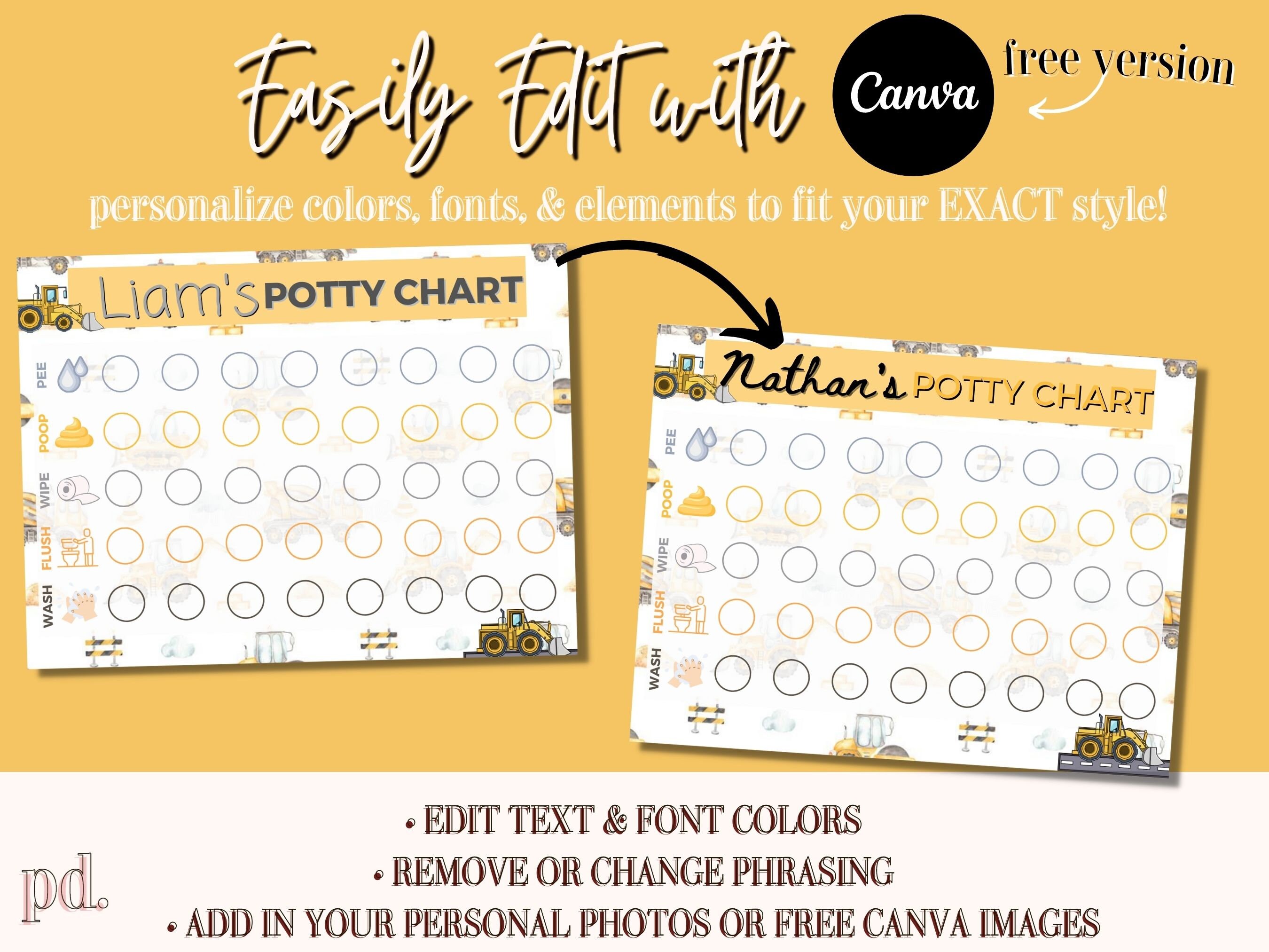 Editable Dump Truck Potty Training Chart | Custom Sticker Chart | Potty ...