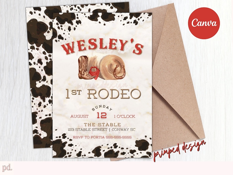 Editable 1st Rodeo Birthday Invitation - Western Rodeo Digital Party ...