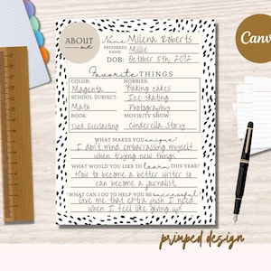 Meet the Student Editable Template, Back to School Welcome Letter, First Day of School Student Note School First Day Template