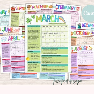 12 Month Newsletter Template, Editable School Newsletter, Monthly Classroom Newsletter, Year Classroom Newsletter, Newsletter Printable Note