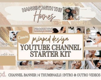 Family YouTube Channel Starter Kit - Editable Canva Templates - YouTube Branding Kit - Cover Art Banner, Intro, Outro, Thumbnail Template