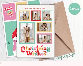 Modern Photo Christmas Card Template | Holiday Christmas Card | Christmas Editable Template Printable Editable Digital Instant Download