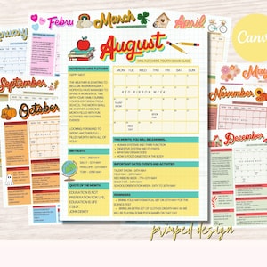 12 Month Newsletter Template, Editable School Newsletter, Monthly Classroom Newsletter, Year Classroom Newsletter, Newsletter Printable Note