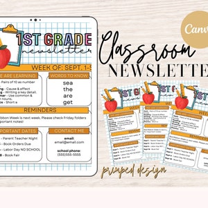 1st Grade Editable School Newsletter, Weekly Classroom Newsletter, Weekly Newsletter Template, Classroom Newsletter, Newsletter Printable