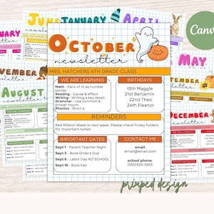 12 Month Newsletter Template, Editable School Newsletter, Monthly Classroom Newsletter, Year Classroom Newsletter, Newsletter Printable Note