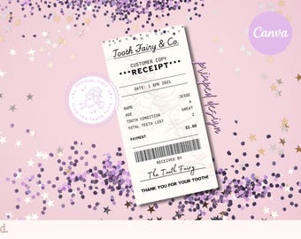 Editable Tooth Fairy Receipt Printable Certificate | First Tooth Lost | Realistic Tooth Fairy Letter | Kids Tooth Fairy Letter | Lost Tooth