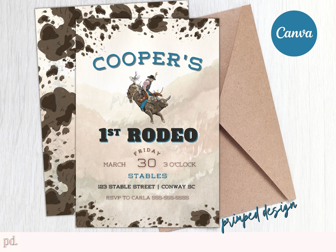 Editable 1st Rodeo Birthday Invitation - Western Rodeo Digital Party ...