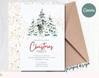 Holiday Christmas Party Invitation Template | Christmas Tree Invitation | Christmas Invite Instant Download | Printable Christmas Invite