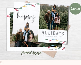 Vintage Photo Christmas Card Template | Holiday Christmas Card | Christmas Editable Template Printable Editable Digital Instant Download